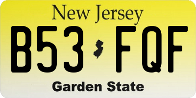 NJ license plate B53FQF