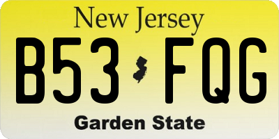 NJ license plate B53FQG