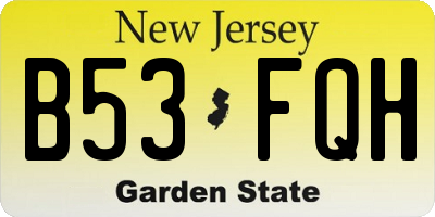 NJ license plate B53FQH
