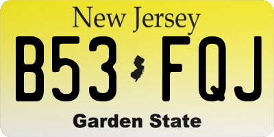 NJ license plate B53FQJ