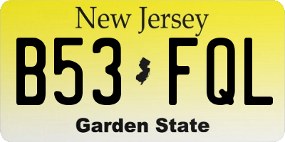 NJ license plate B53FQL