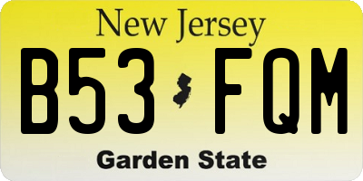 NJ license plate B53FQM