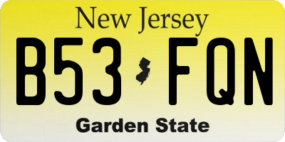 NJ license plate B53FQN