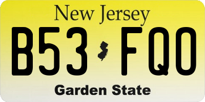 NJ license plate B53FQO