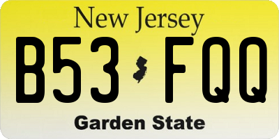 NJ license plate B53FQQ
