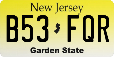 NJ license plate B53FQR