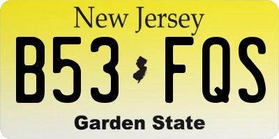 NJ license plate B53FQS