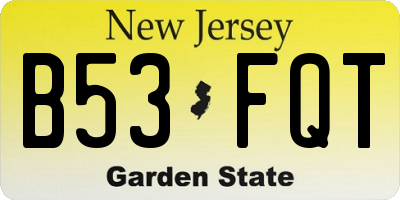 NJ license plate B53FQT