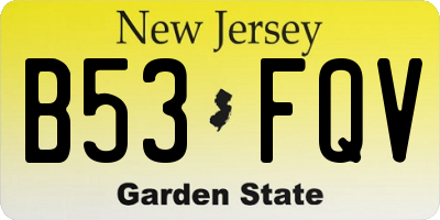 NJ license plate B53FQV