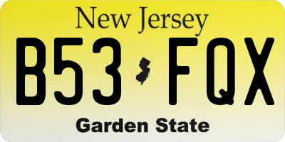 NJ license plate B53FQX