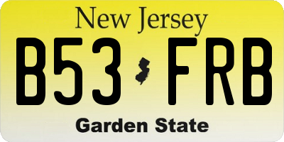 NJ license plate B53FRB