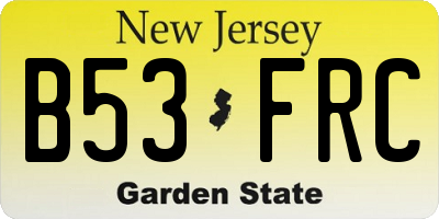 NJ license plate B53FRC