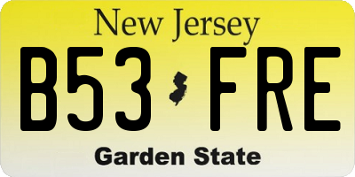 NJ license plate B53FRE