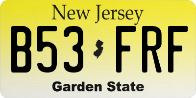 NJ license plate B53FRF