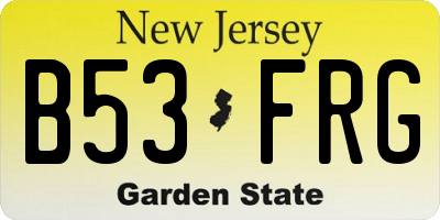 NJ license plate B53FRG