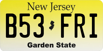 NJ license plate B53FRI