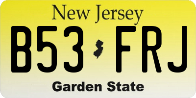 NJ license plate B53FRJ
