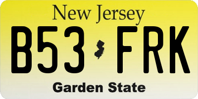 NJ license plate B53FRK