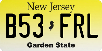 NJ license plate B53FRL