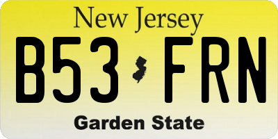 NJ license plate B53FRN