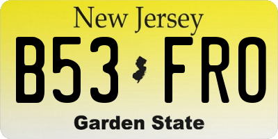 NJ license plate B53FRO