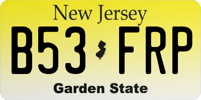 NJ license plate B53FRP