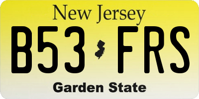 NJ license plate B53FRS