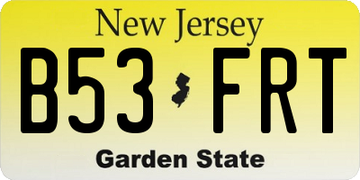 NJ license plate B53FRT