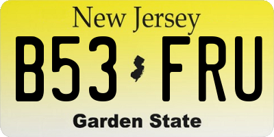 NJ license plate B53FRU