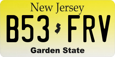 NJ license plate B53FRV