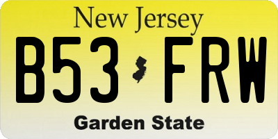 NJ license plate B53FRW
