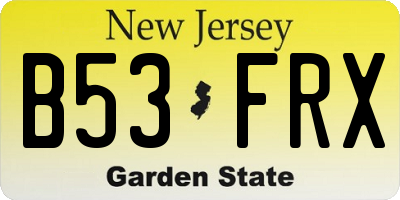NJ license plate B53FRX