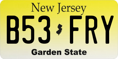 NJ license plate B53FRY
