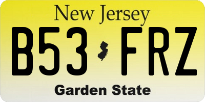 NJ license plate B53FRZ