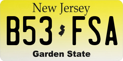 NJ license plate B53FSA