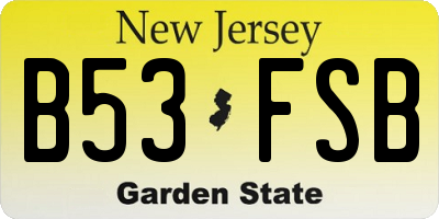 NJ license plate B53FSB