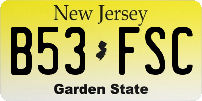 NJ license plate B53FSC