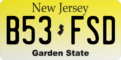 NJ license plate B53FSD