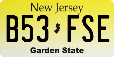 NJ license plate B53FSE