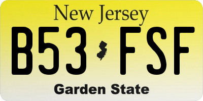 NJ license plate B53FSF