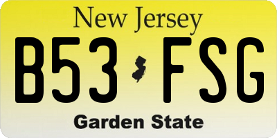 NJ license plate B53FSG