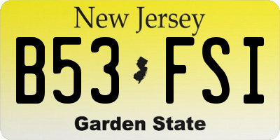 NJ license plate B53FSI