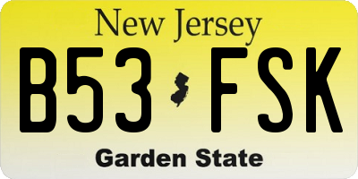 NJ license plate B53FSK
