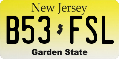 NJ license plate B53FSL