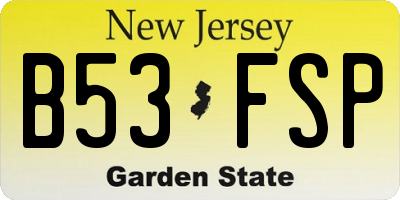 NJ license plate B53FSP