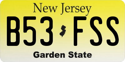 NJ license plate B53FSS