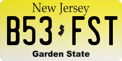 NJ license plate B53FST
