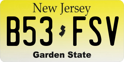 NJ license plate B53FSV