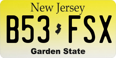 NJ license plate B53FSX