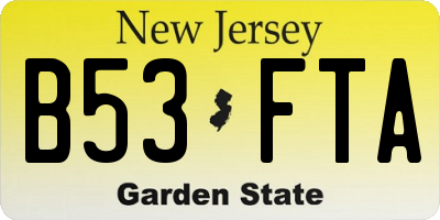 NJ license plate B53FTA